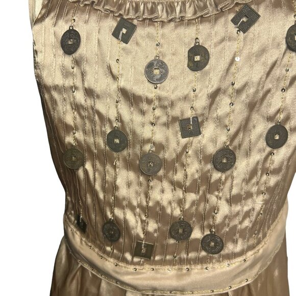 Y2K Gold Embellished Tank Satin-Like Plus Size 22/24 Seven7 - Picture 2 of 5